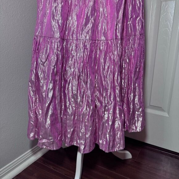 Anthropologie Maeve Alicia Crinkled Metallic Midi Skirt - Picture 7 of 9